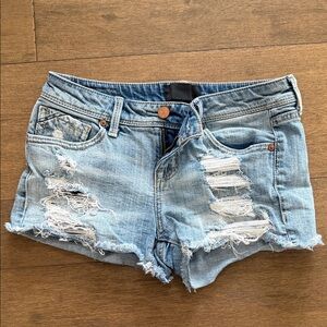 Buckle Light Blue Distressed Jean Shorts